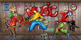 欧美风3D音乐街舞KTV背景墙