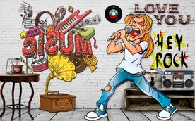 欧美风3D音乐人物KTV背景墙