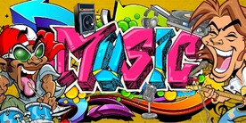 欧美风3D涂鸦音乐KTV背景墙