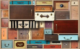 欧美风复古木抽屉把手电视背景墙