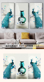 孔雀花瓶装饰画