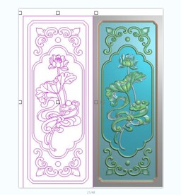 背板门板竖莲花荷花如意