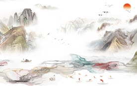 大气意境中式山水 文件分层 