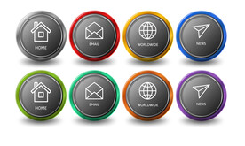 圆形彩色质感水晶按钮 