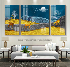 现代轻奢风客厅装饰画无框画挂画