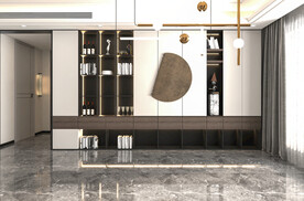 现代极简轻奢餐厅空场景