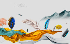 新款客厅山水新画 文件分层 