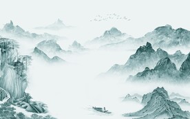 高清 客厅山水新画 文件分层 