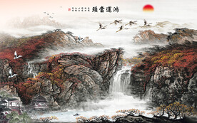 巨幅高清新山水画 文件分层画