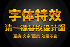  立体黄金金属纹理特效字体