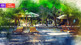 海边沙滩休闲躺椅