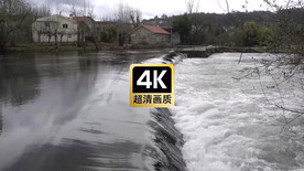 风景素材湍急河水经过橡胶大坝