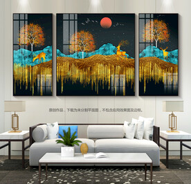 轻奢山水装装饰画沙发背景画挂画