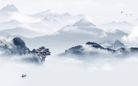 中式高档山水墙画 文件分层画