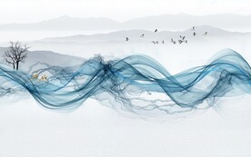 线条新款山水墙画 文件分层画