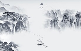 新中式新款山水墙画 文件分层画