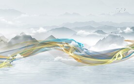 简约新款山水墙画 文件分层画