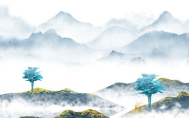 现代 新款山水墙画 文件分层画