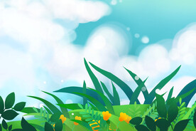 绿色植物装饰天空背景