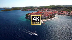 风景素材游艇经过海上小岛