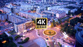 航拍素材城市中心花园穿行的车流