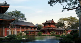 高清古建筑分层PSD效果图