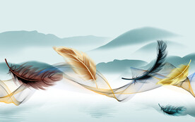 高清 客厅意境山水 文件分层 