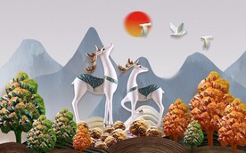 小鹿装饰画