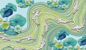 荷塘鲤鱼装饰画