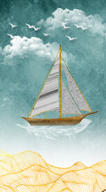 装饰画 晶瓷画 帆船