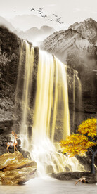 装饰画 晶瓷画 瀑布