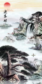 装饰画 晶瓷画 迎客松