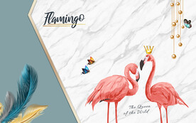 现代简约爵士白火烈鸟电视背景墙