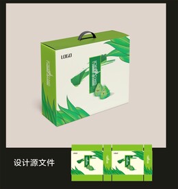 粽子礼盒包装效果图+平面图 