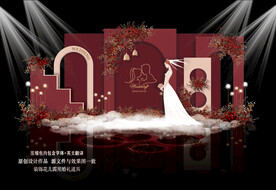 酒红色婚礼背景