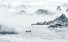 高清 客厅意境山水 文件分层 