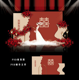 红色中式婚礼图片