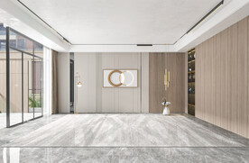 现代极简轻奢客厅空场景背景墙