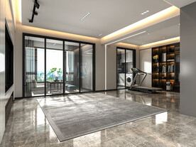 现代极简轻奢客厅空场景背景墙