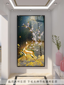 轻奢麋鹿玄关装饰画