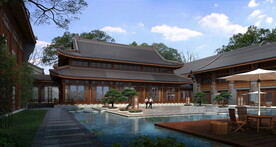 高清中式会所分层PSD效果图