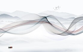 线条高档中式山水 文件分层 