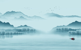 新中式新电视山水画 文件分层画