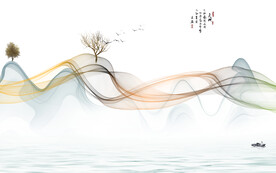 线条高档新款山水 文件分层 