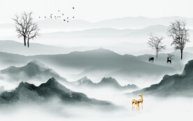 大气新背景山水画 文件分层画