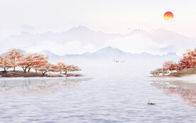 最新新山水无框画 文件分层画