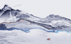 大气 新山水无框画 文件分层画