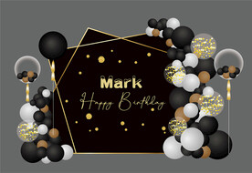 成人生日派对黑金背景墙气球布置