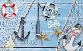 地中海海洋风餐饮酒吧背景墙壁画