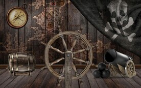 欧美风复古海盗餐饮酒吧背景墙